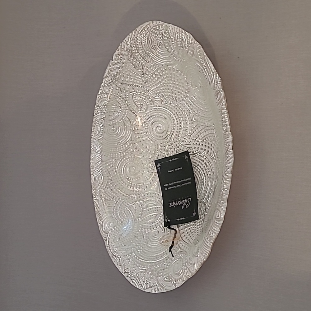 Akcam Silverina Handmade Silver Glass Oval Dish